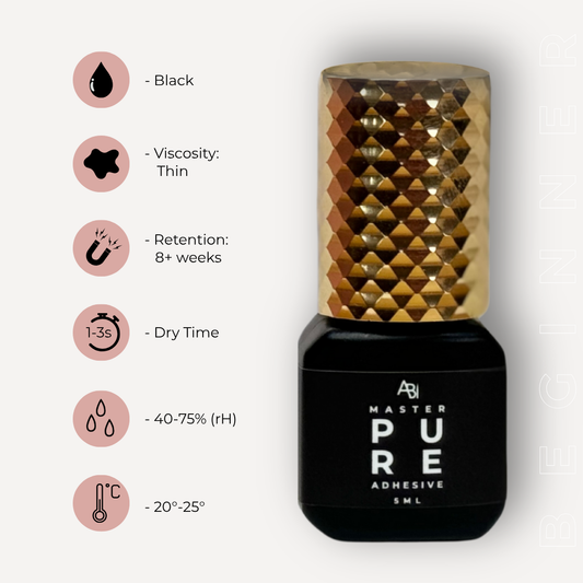 Noir (black), Nude (clear) and Pure (cyano-free) Lash Glue Trio